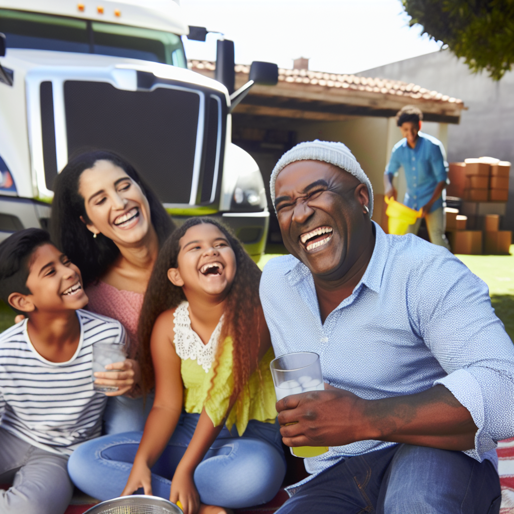 Satisfied Truck Driver with Family