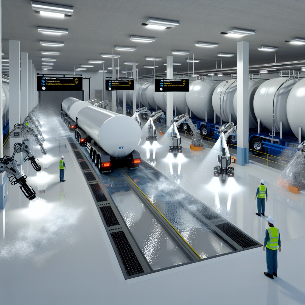 Trucks washing in a wash bay