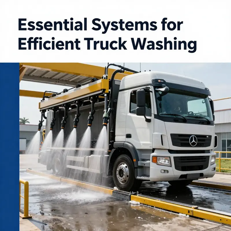 An automated truck washing platform demonstrating advanced cleaning technology for large vehicles.