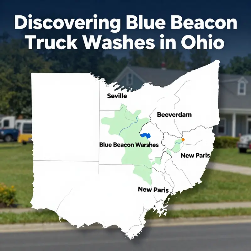 Map detailing the locations of Blue Beacon Truck Washes across Ohio.