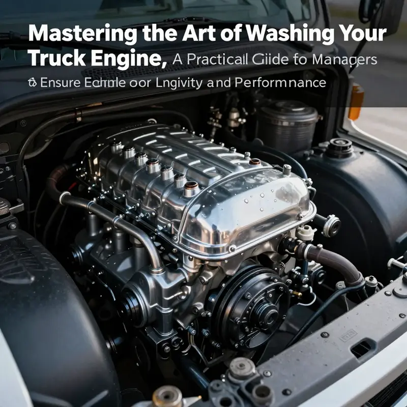 A clean truck engine highlighting shiny parts and well-maintained components.