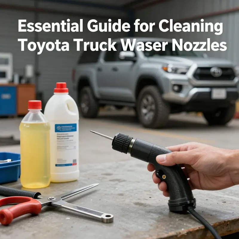 Step-by-step cleaning process for Toyota truck washer nozzles.