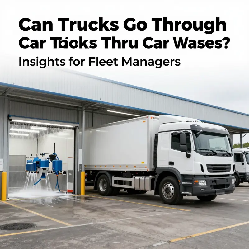 Various types of trucks lined up at a car wash facility demonstrating options for washing.