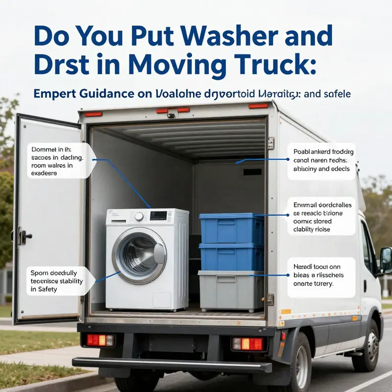 Correct placement of a washer and dryer in a moving truck for optimal weight distribution.