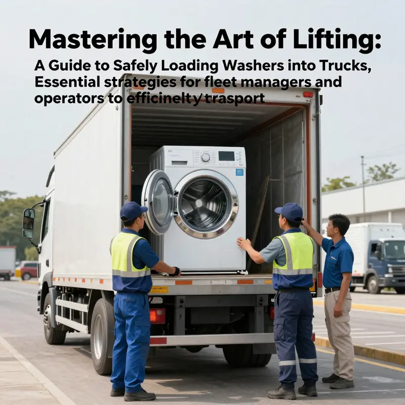 A group of professionals loading a washing machine into a truck, demonstrating effective safety practices in appliance transportation.