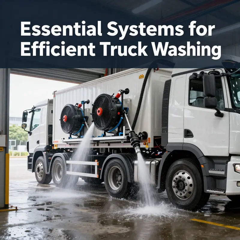 An automated truck washing platform demonstrating advanced cleaning technology for large vehicles.