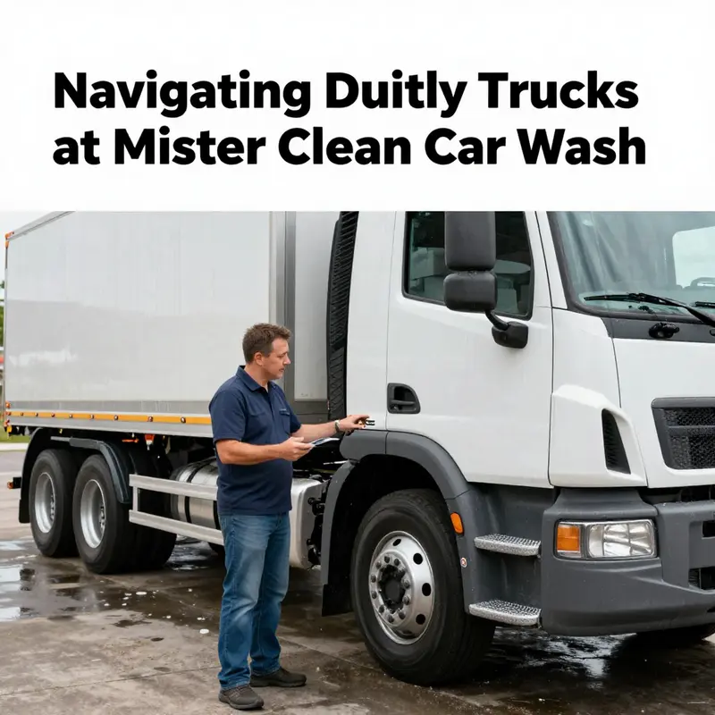 Dually trucks awaiting service at a Mister Clean Car Wash, highlighting the general acceptance of these vehicles.