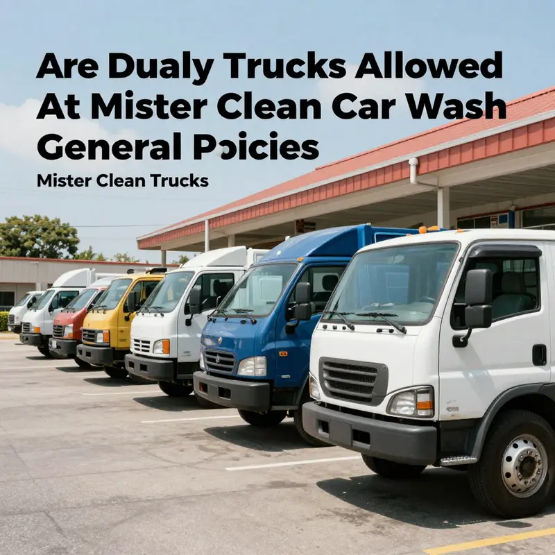 Dually trucks awaiting service at a Mister Clean Car Wash, highlighting the general acceptance of these vehicles.