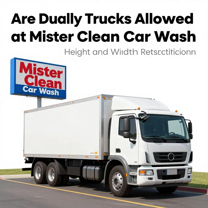Dually trucks awaiting service at a Mister Clean Car Wash, highlighting the general acceptance of these vehicles.