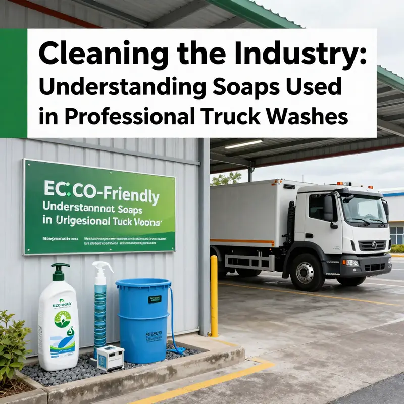 Foaming action of professional truck wash soap tackling road grime.