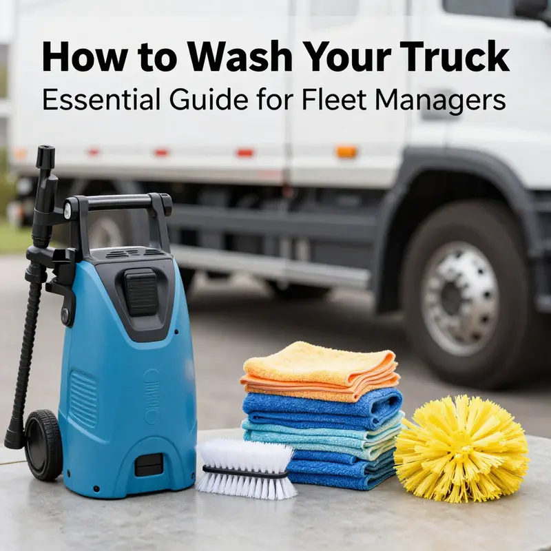 An assortment of essential cleaning tools for efficient truck washing.