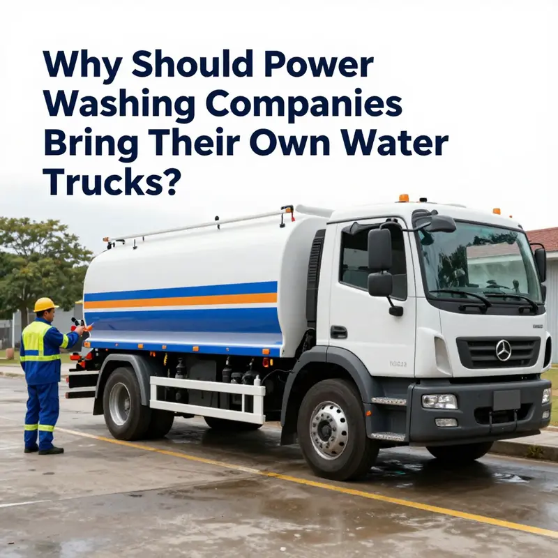 A professional power washing truck equipped for optimal water quality and pressure during services.