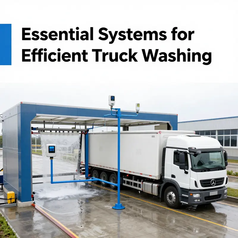 An automated truck washing platform demonstrating advanced cleaning technology for large vehicles.