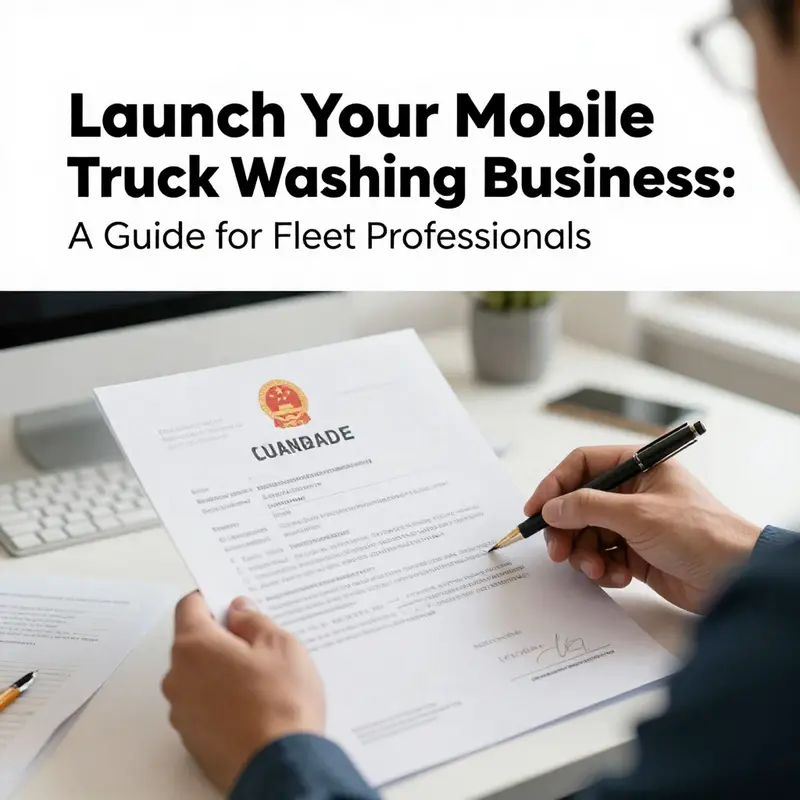 A fleet manager conducts market research to assess demand for mobile truck washing services.