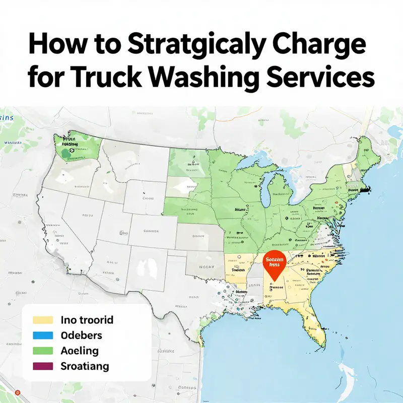 An illustration depicting different service types and associated prices for truck washing services.