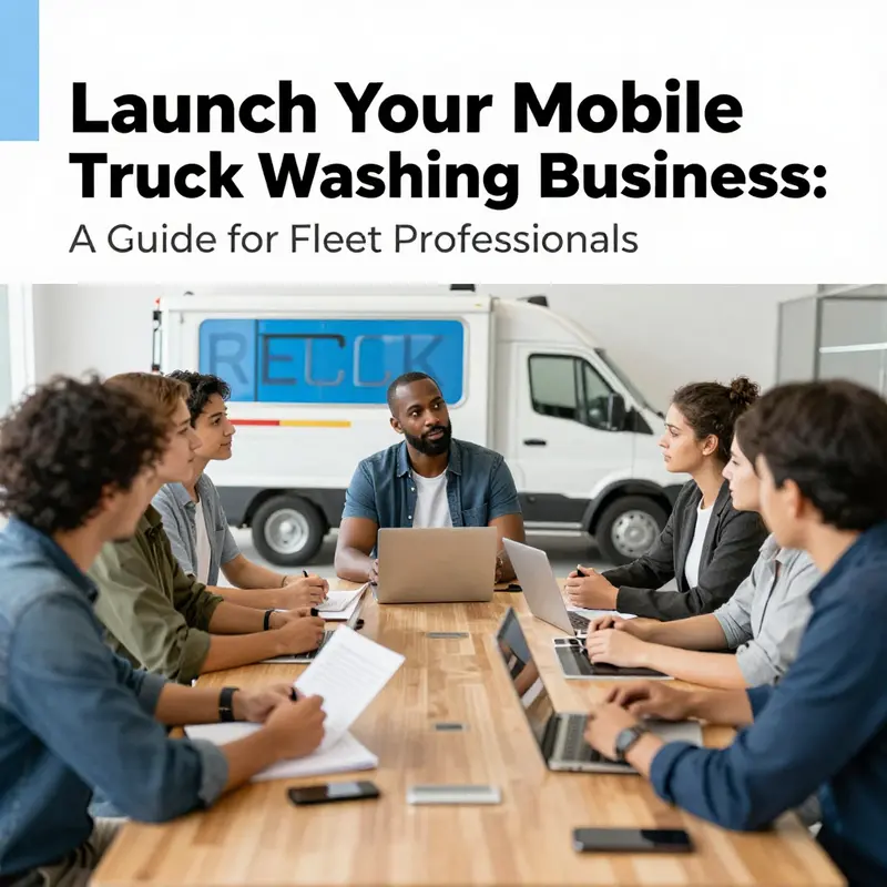 A fleet manager conducts market research to assess demand for mobile truck washing services.
