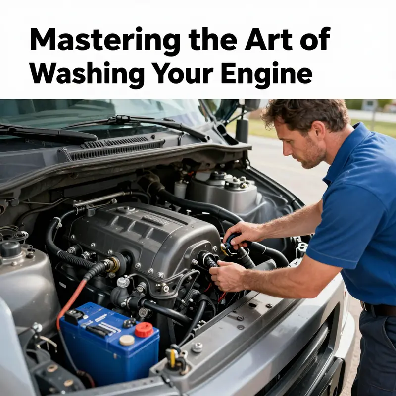 Preparing the truck engine for cleaning with careful inspections and protective measures.