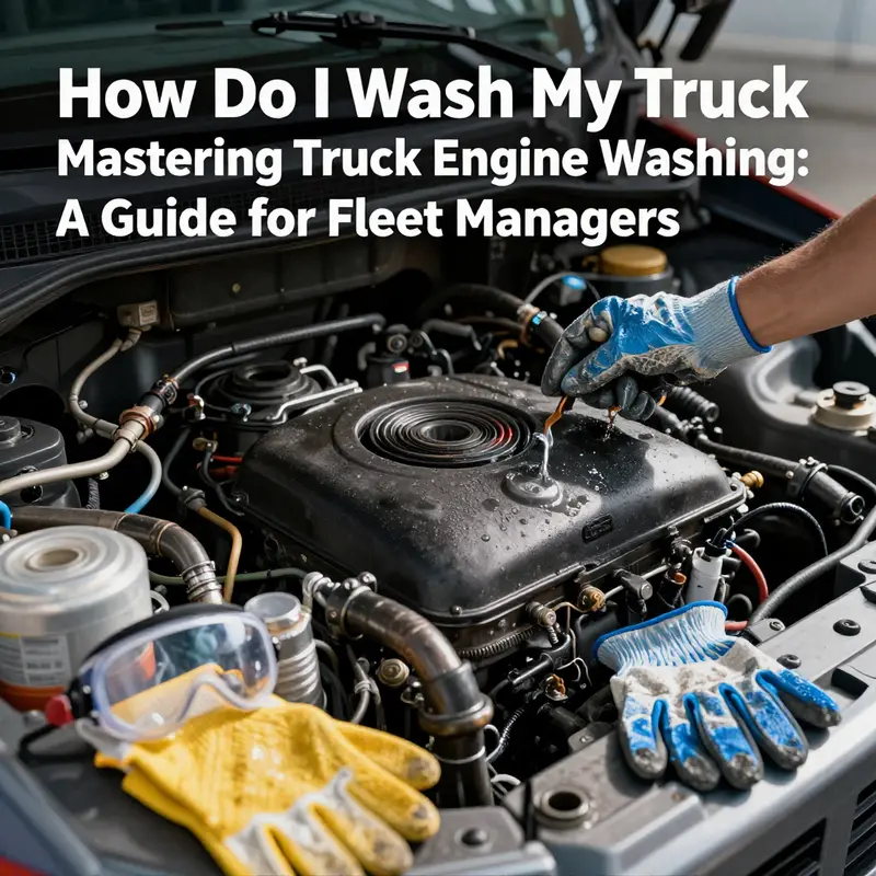 Safety measures in place prior to washing a truck engine.