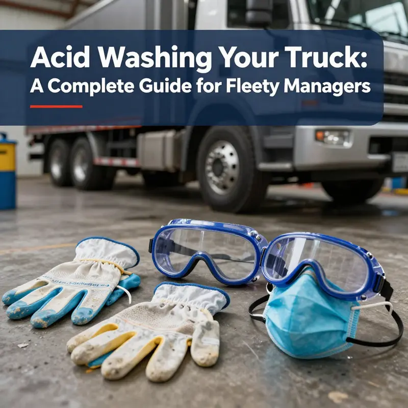 Technician preparing the acid solution for washing the truck’s cooling system.