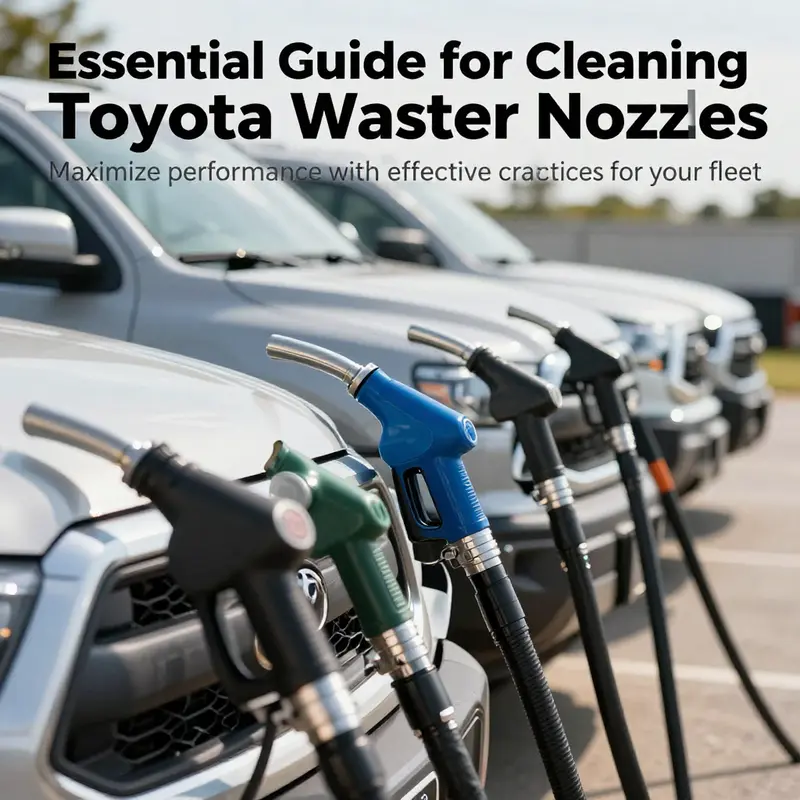 A fleet of Toyota trucks emphasizing the relevance of preventative maintenance on washer nozzles.