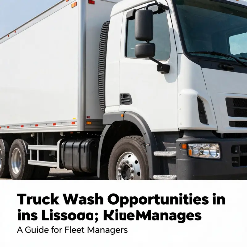 A busy truck wash in Lansing, Michigan, catering to fleet managers and trucking companies.