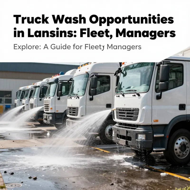 Trucks being washed at a truck wash facility in Lansing.
