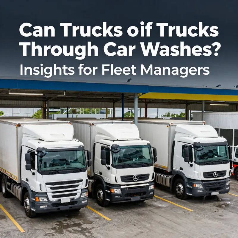 Various types of trucks lined up at a car wash facility demonstrating options for washing.