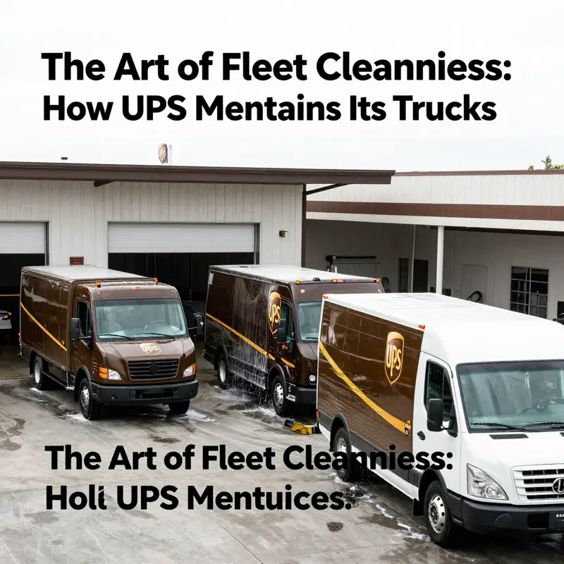 A UPS driver performs daily maintenance on the delivery truck, ensuring its cleanliness in preparation for the day’s deliveries.
