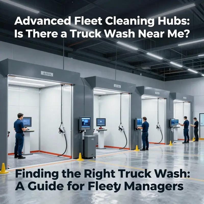 A touchless truck wash system in action, showcasing its capability to clean without contact.