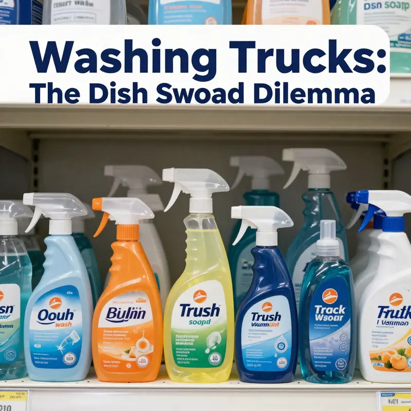 Damage to truck paint from dish soap compared to well-maintained surfaces.