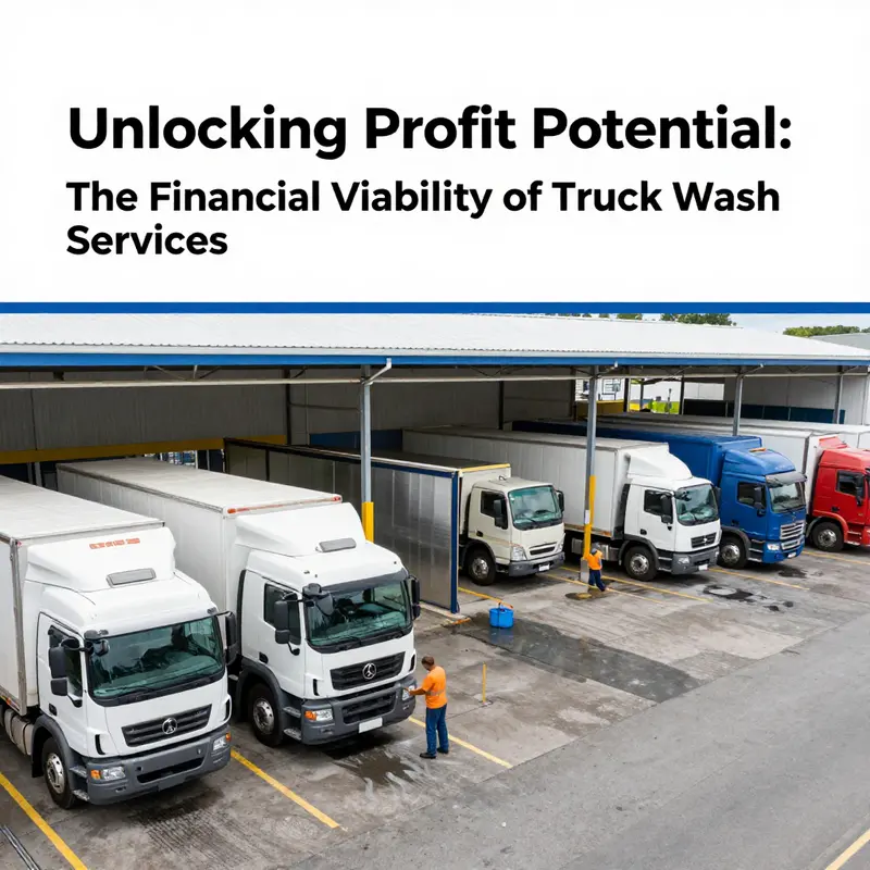 A bustling truck wash demonstrating the significant market demand for cleaning services.