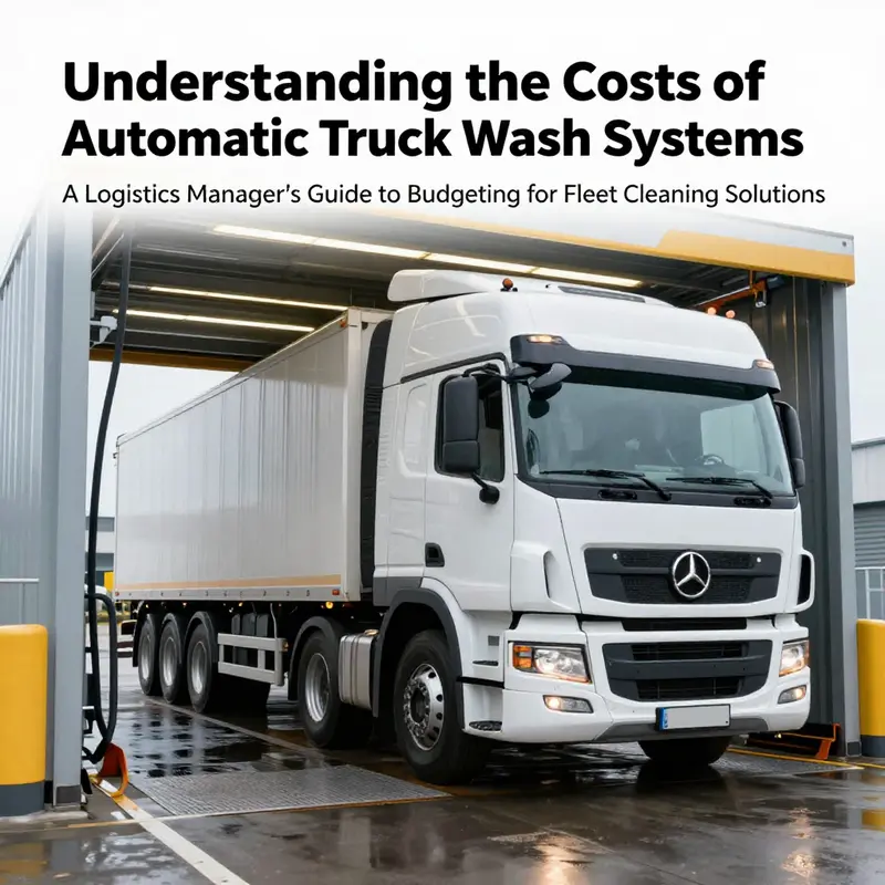 A photo showing trucks emerging from an automatic truck wash, highlighting the effectiveness of the system.