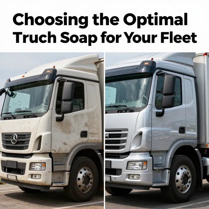 A selection of truck wash soap products, highlighting the variety available for fleet managers.