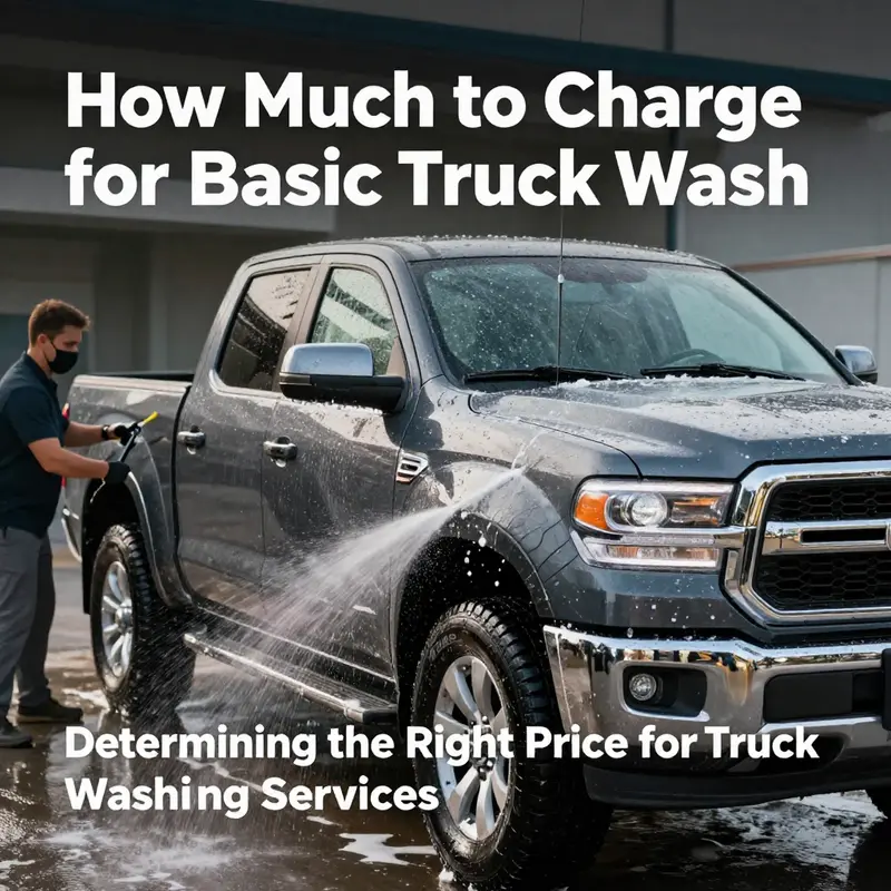 A professional performing a basic truck wash service on a shiny pickup.