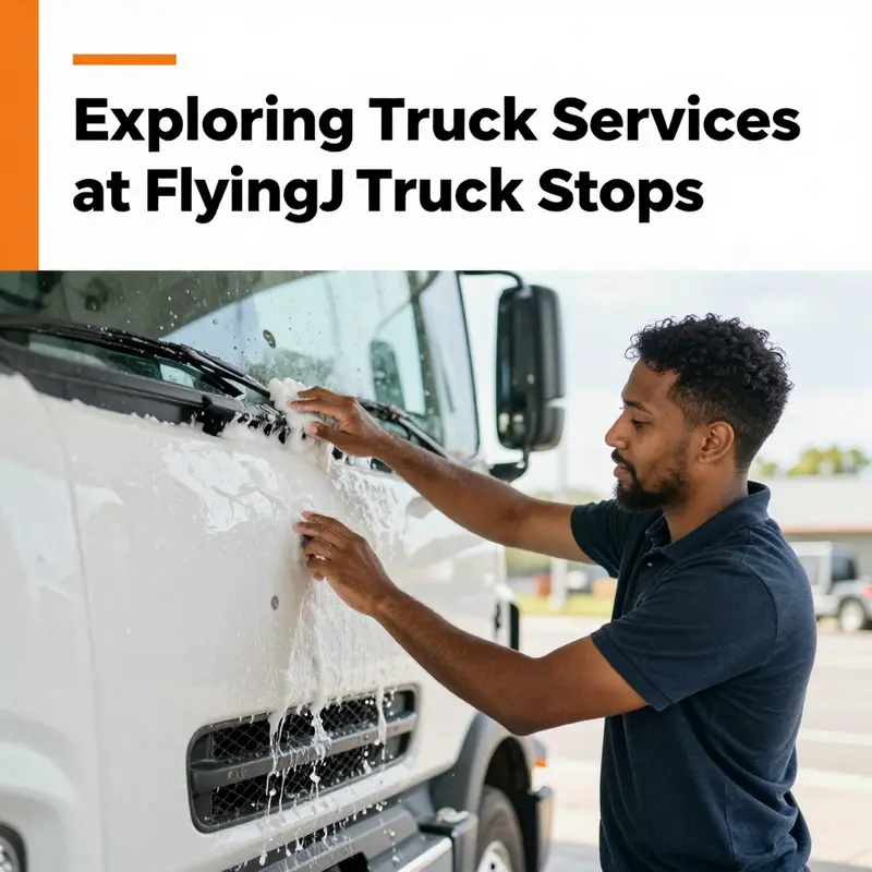 A modern truck wash facility at Flying J Truck Stop, equipped to handle multiple vehicles simultaneously.