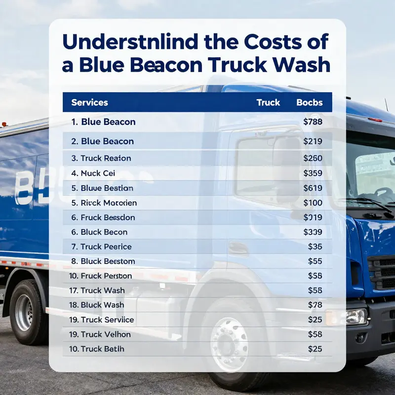 A breakdown of the costs associated with various Blue Beacon Truck Wash services.