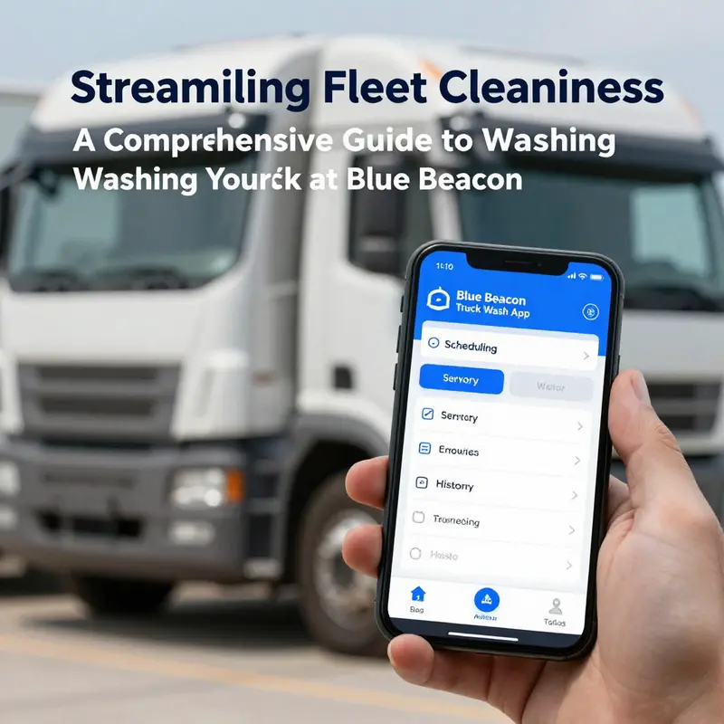 A truck being washed at a Blue Beacon facility, highlighting the efficiency of the automated system.