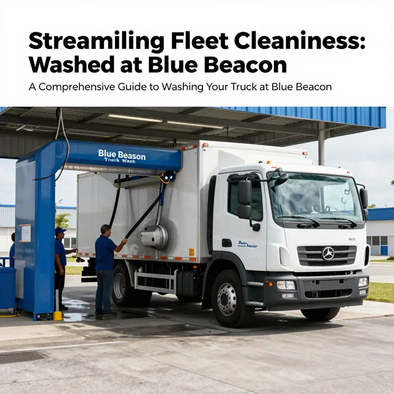 A truck being washed at a Blue Beacon facility, highlighting the efficiency of the automated system.