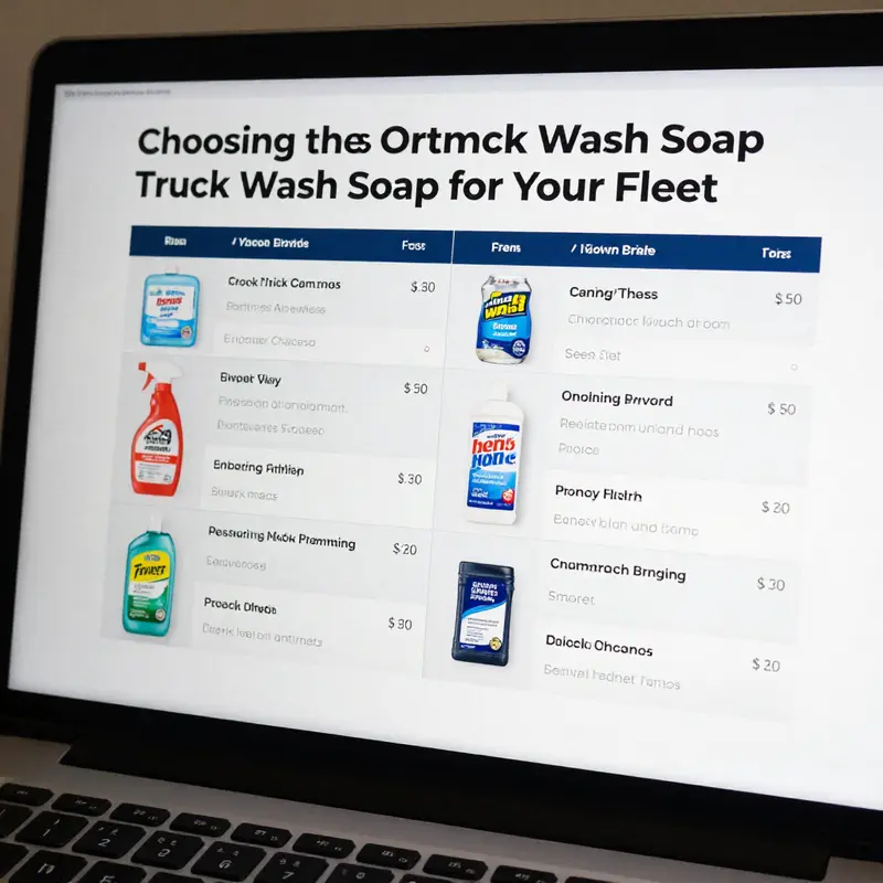 A selection of truck wash soap products, highlighting the variety available for fleet managers.