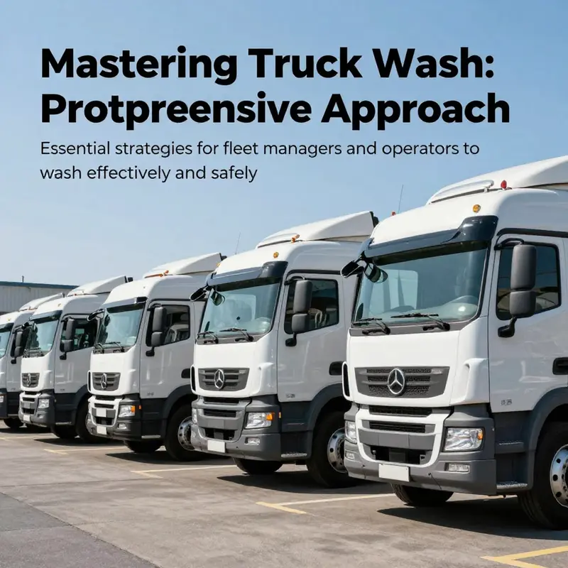 A fleet of clean trucks displayed prominently under a sunny sky, representing the importance of regular washing.