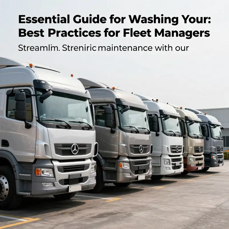 A row of clean, well-maintained trucks standing in a fleet yard, highlighting the effectiveness of proper washing techniques.