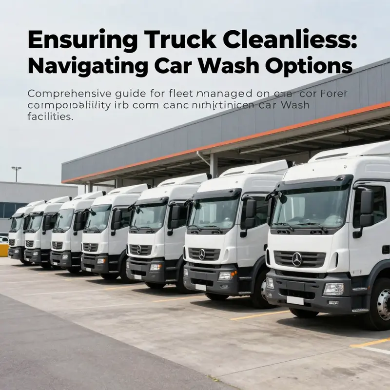 A fleet of well-maintained trucks parked in front of a car wash, highlighting the significance of vehicle cleanliness.