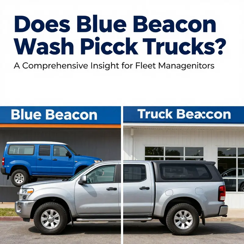 Blue Beacon Truck Wash facility showcasing cleaning services for pickup trucks.