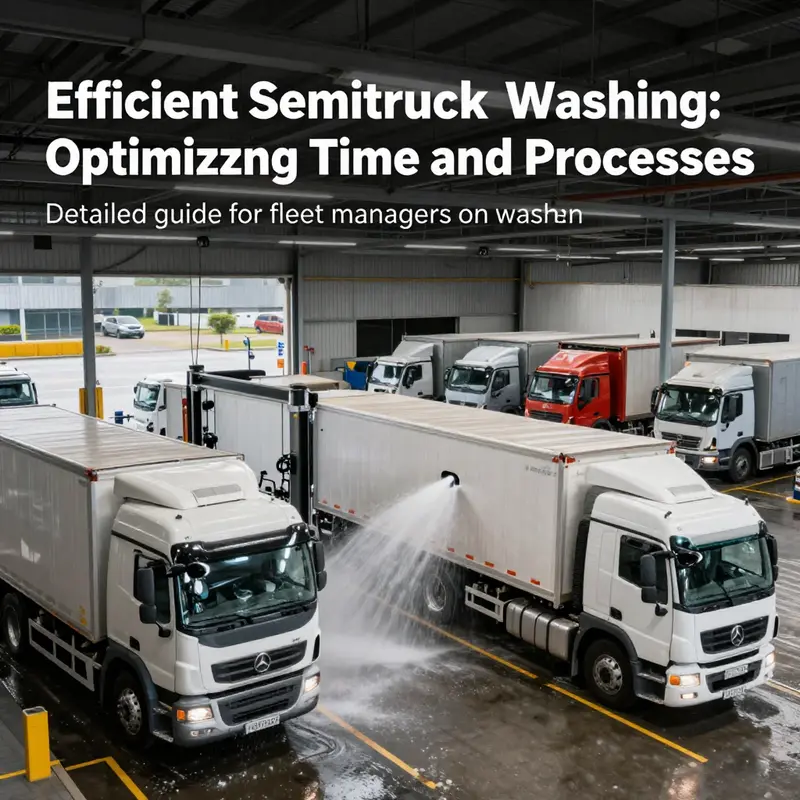 A comprehensive view of a truck wash facility illustrating both automated and manual washing processes.