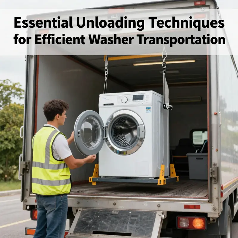 A washer being unloaded from a truck, highlighting safety measures and proper techniques.