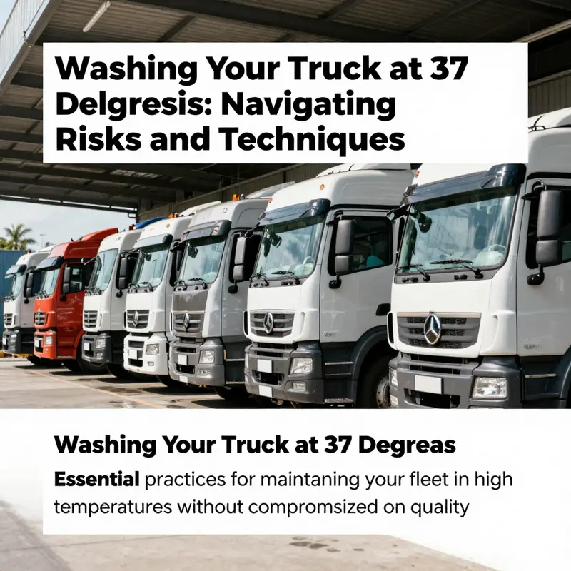 Fleet of trucks parked in shade, emphasizing optimal washing conditions.