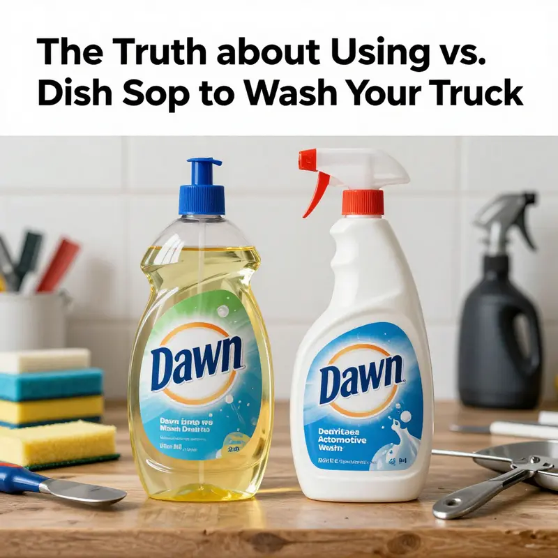 A visual representation of the risks associated with using Dawn dish soap on trucks.