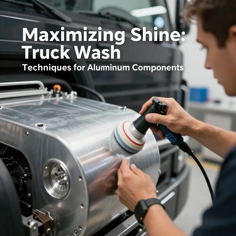A truck undergoing a specialized wash process, highlighting the shine of its aluminum parts.