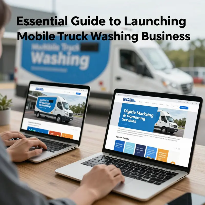 Professionals conducting market research to analyze demands in mobile truck washing.