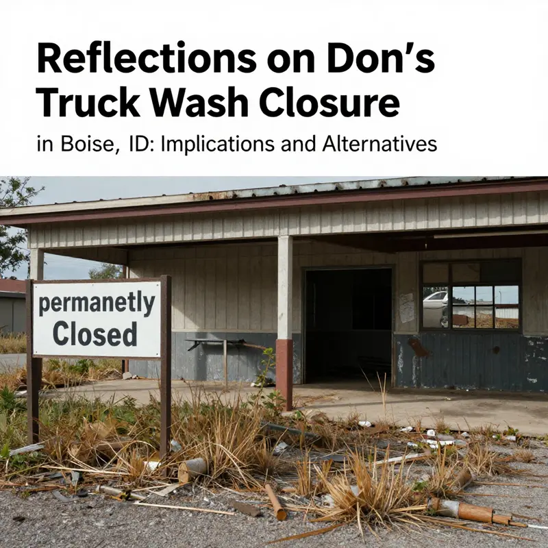 The permanently closed exterior of Don’s Truck Wash in Boise, ID, highlighting the end of a local trucking service.